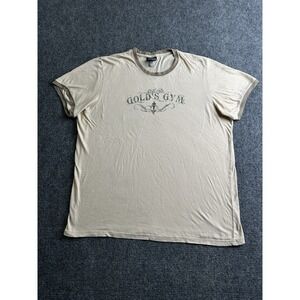 Mens Gold's Gym Est 1965 Beige Burnout Ringer T-Shirt, Size 2XL